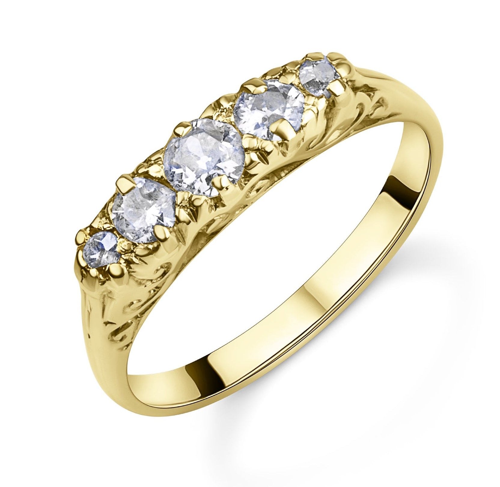 18ct Yellow Gold Circa 0.40ct Five Stone Round Brilliant Cut Diamond Pre-Owned Ring