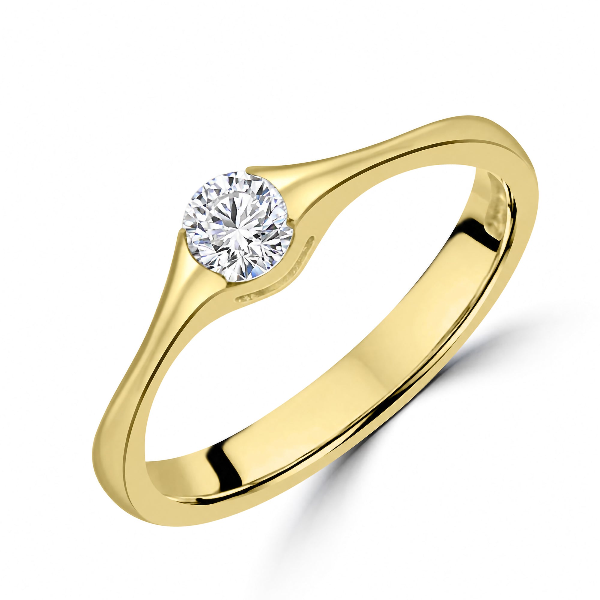 18ct Yellow Gold Diamond Half Rub Over Pre-Owned Solitaire Ring