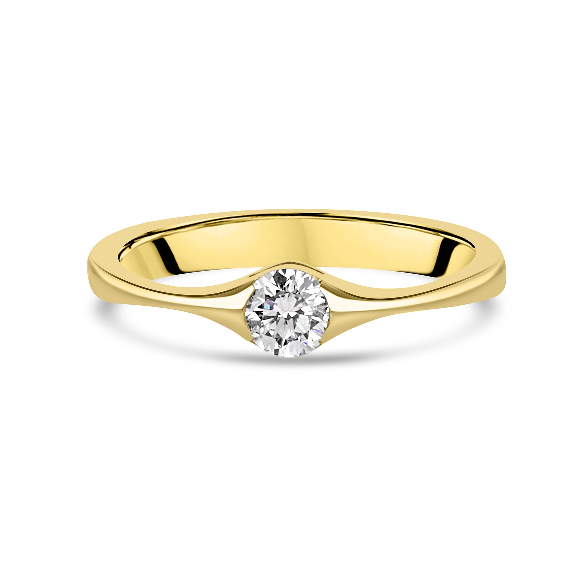 18ct Yellow Gold Diamond Half Rub Over Pre-Owned Solitaire Ring