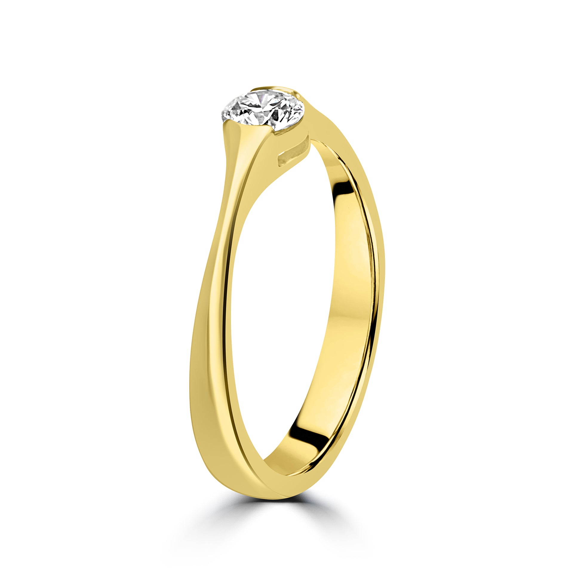 18ct Yellow Gold Diamond Half Rub Over Pre-Owned Solitaire Ring