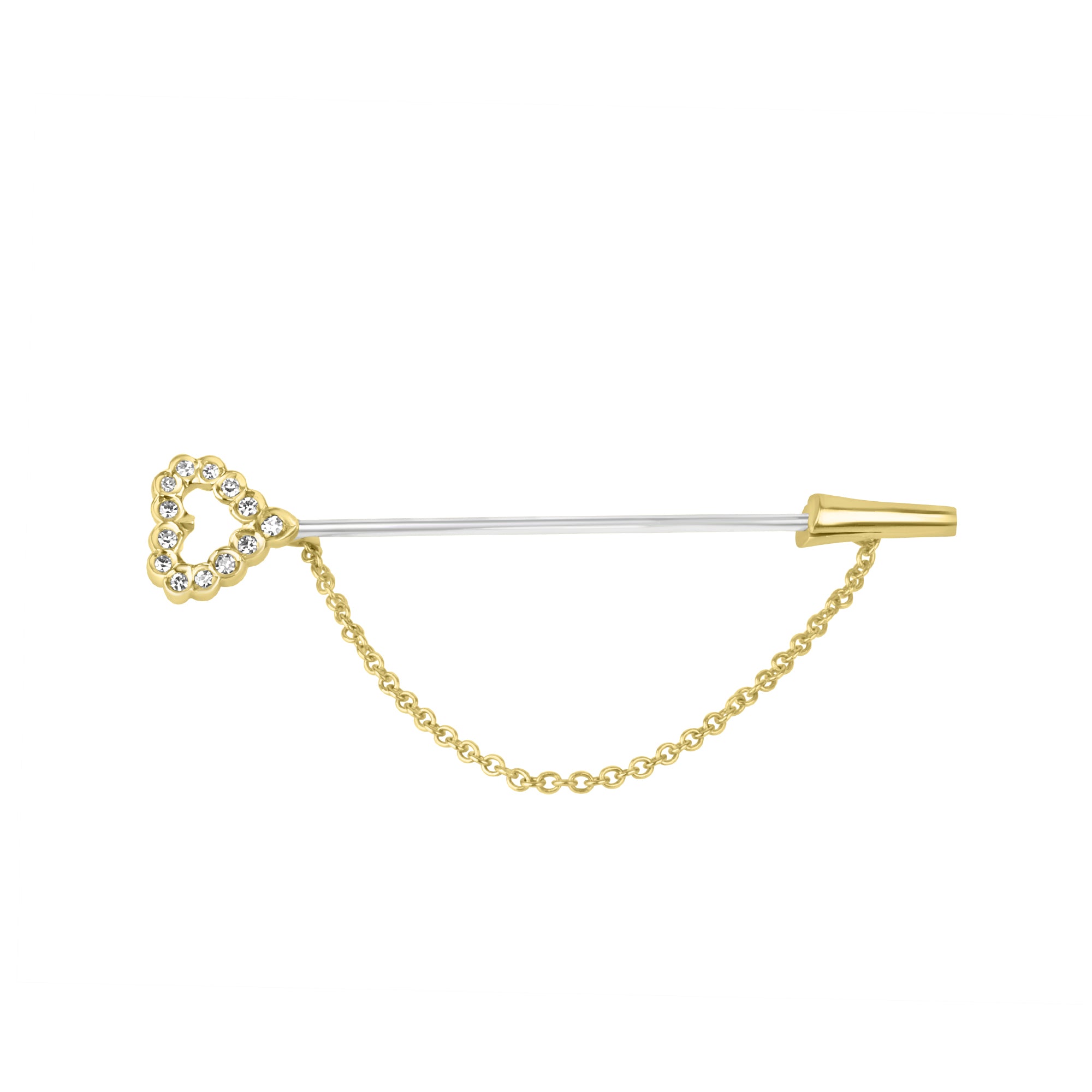 18ct Yellow Gold Diamond Heart Pre-Owned Stick Pin