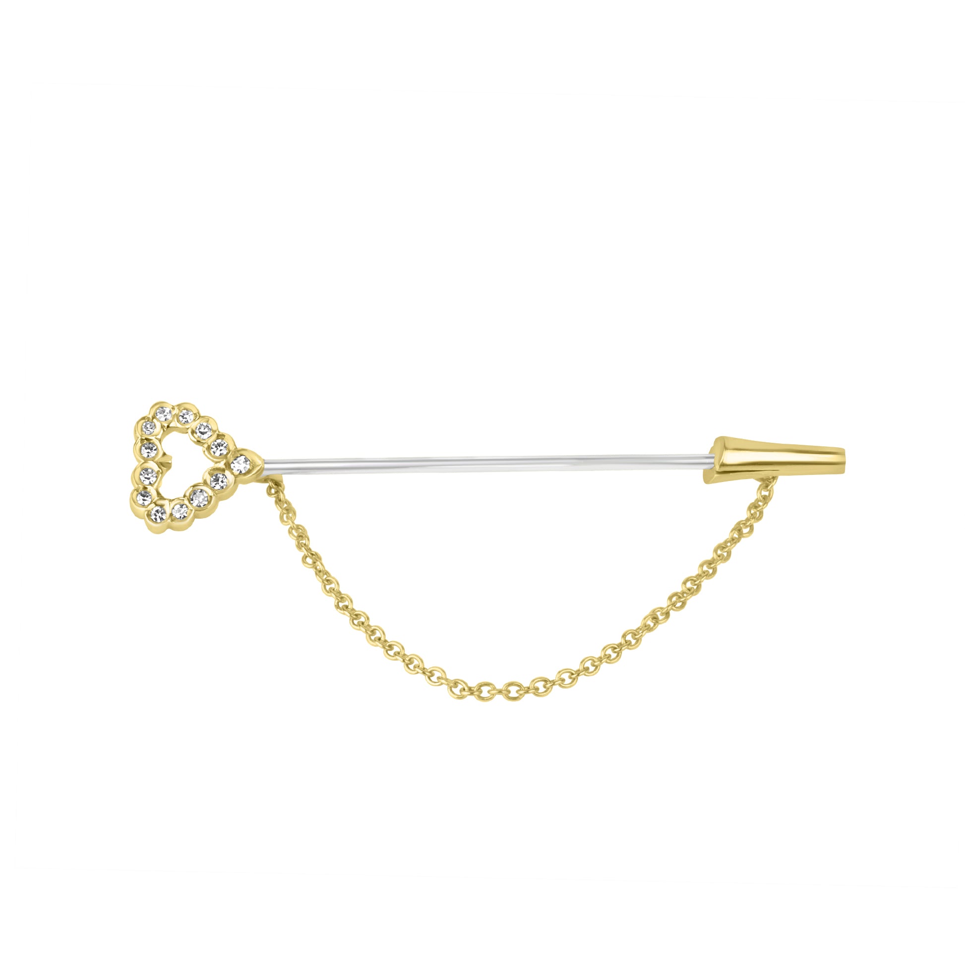 18ct Yellow Gold Diamond Heart Pre-Owned Stick Pin