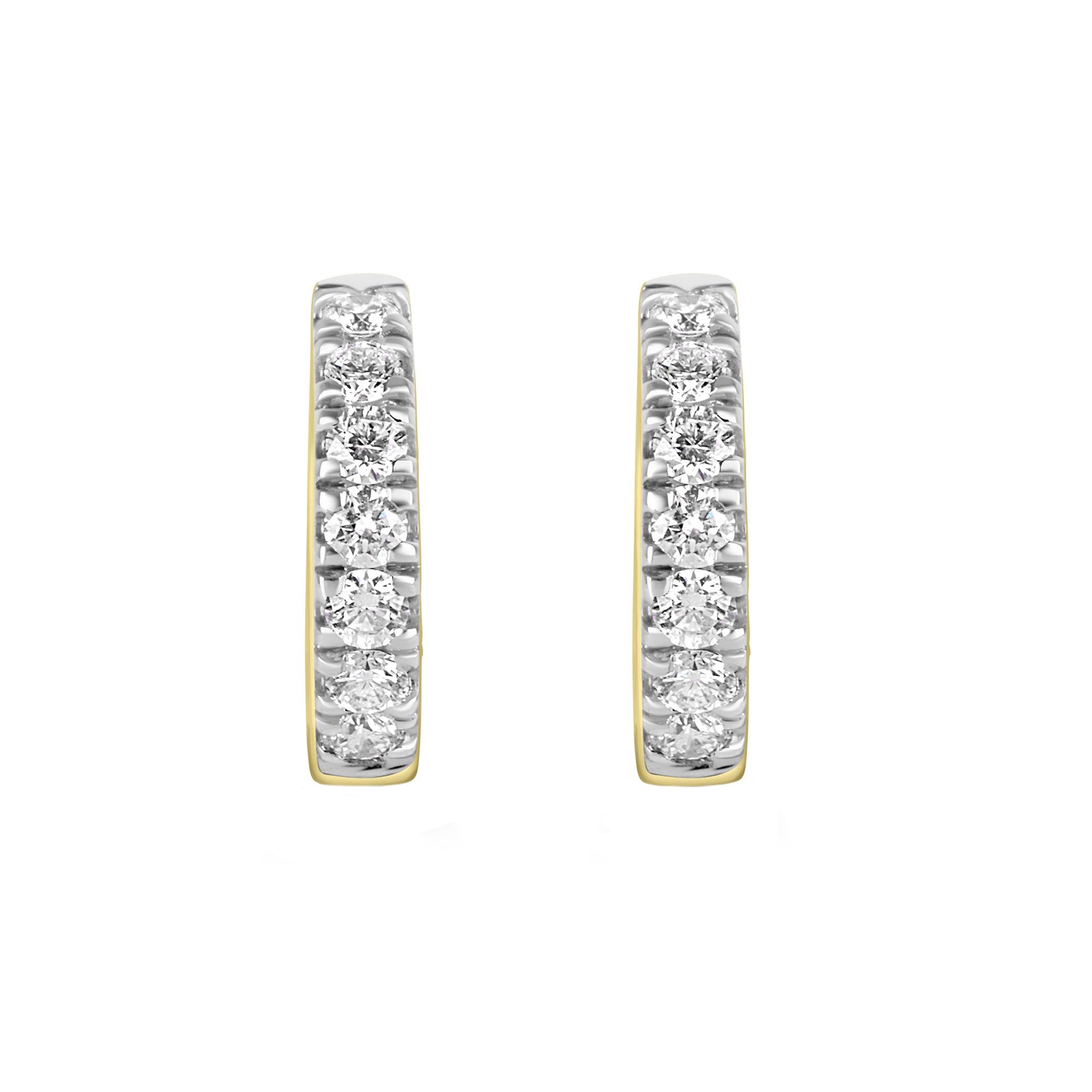18ct Yellow Gold Diamond Huggie Hoop Earrings