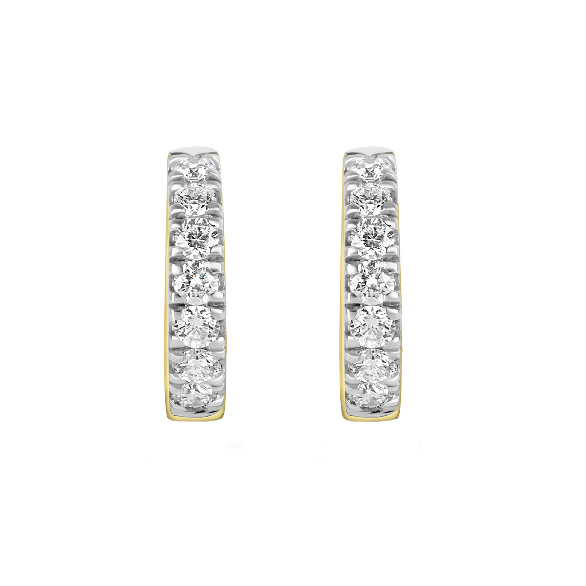 18ct Yellow Gold Diamond Huggie Hoop Earrings