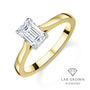 18ct Yellow Gold Emerald Cut Lab Grown Diamond Solitaire Engagement Ring