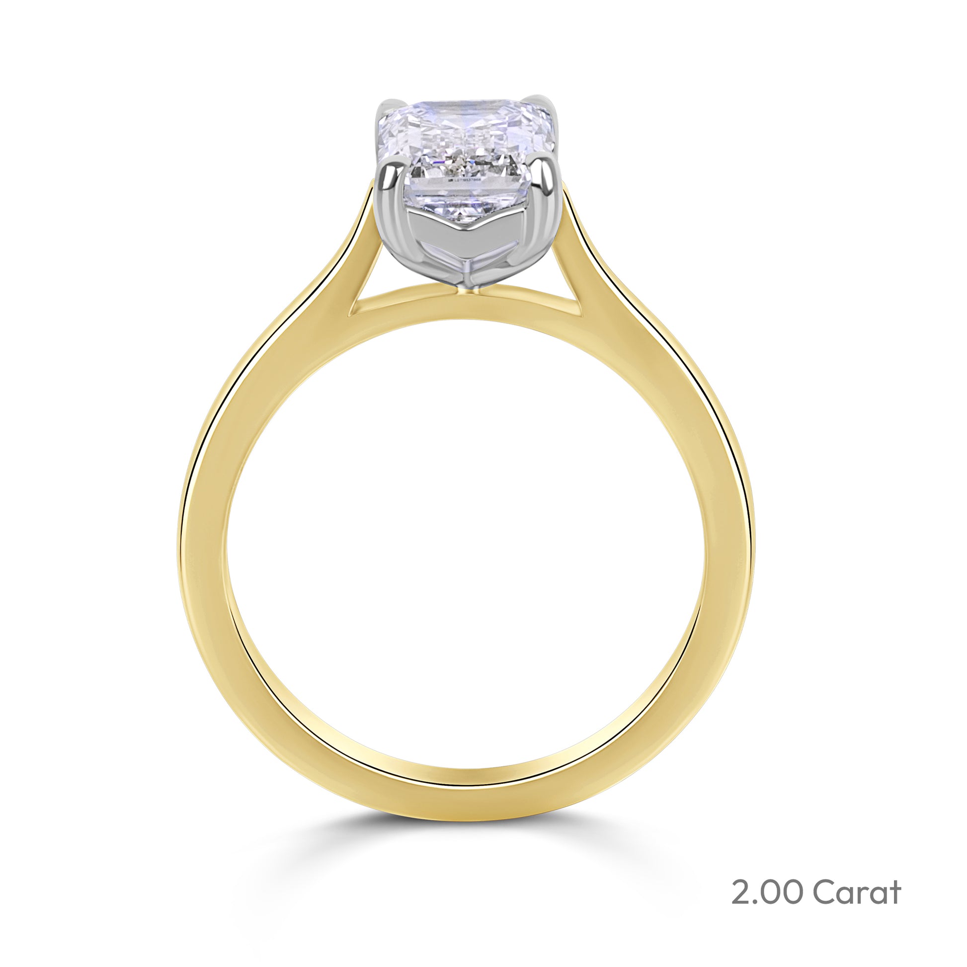 18ct Yellow Gold Emerald Cut Lab Grown Diamond Solitaire Engagement Ring