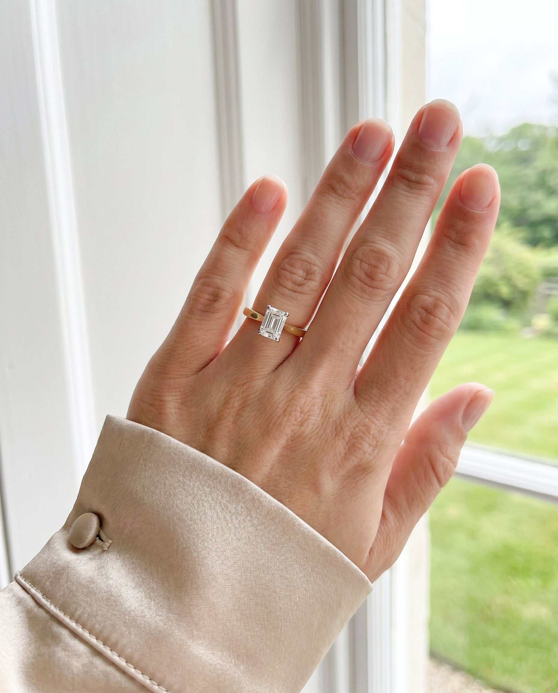 18ct Yellow Gold Emerald Cut Lab Grown Diamond Solitaire Engagement Ring