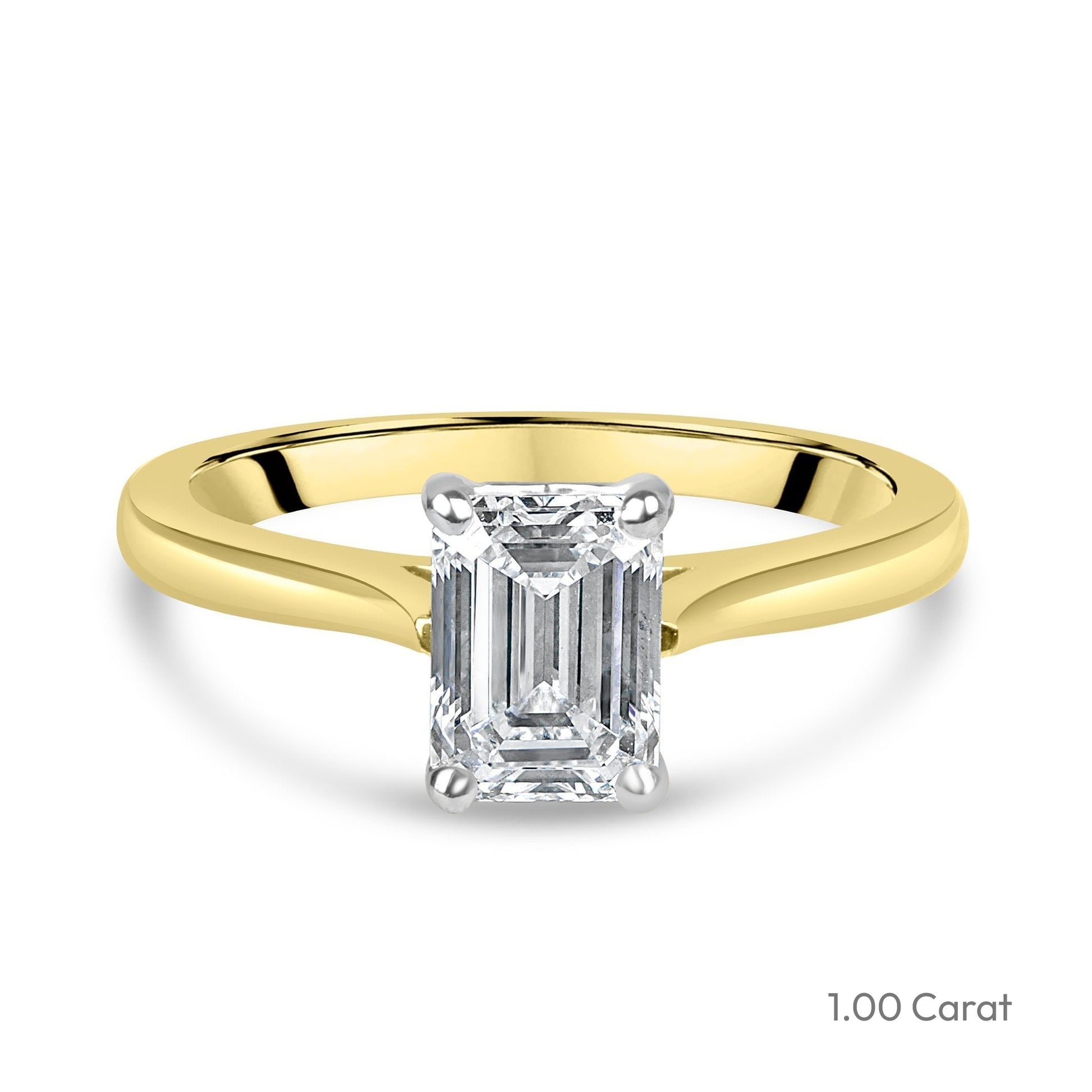 18ct Yellow Gold Emerald Cut Lab Grown Diamond Solitaire Engagement Ring