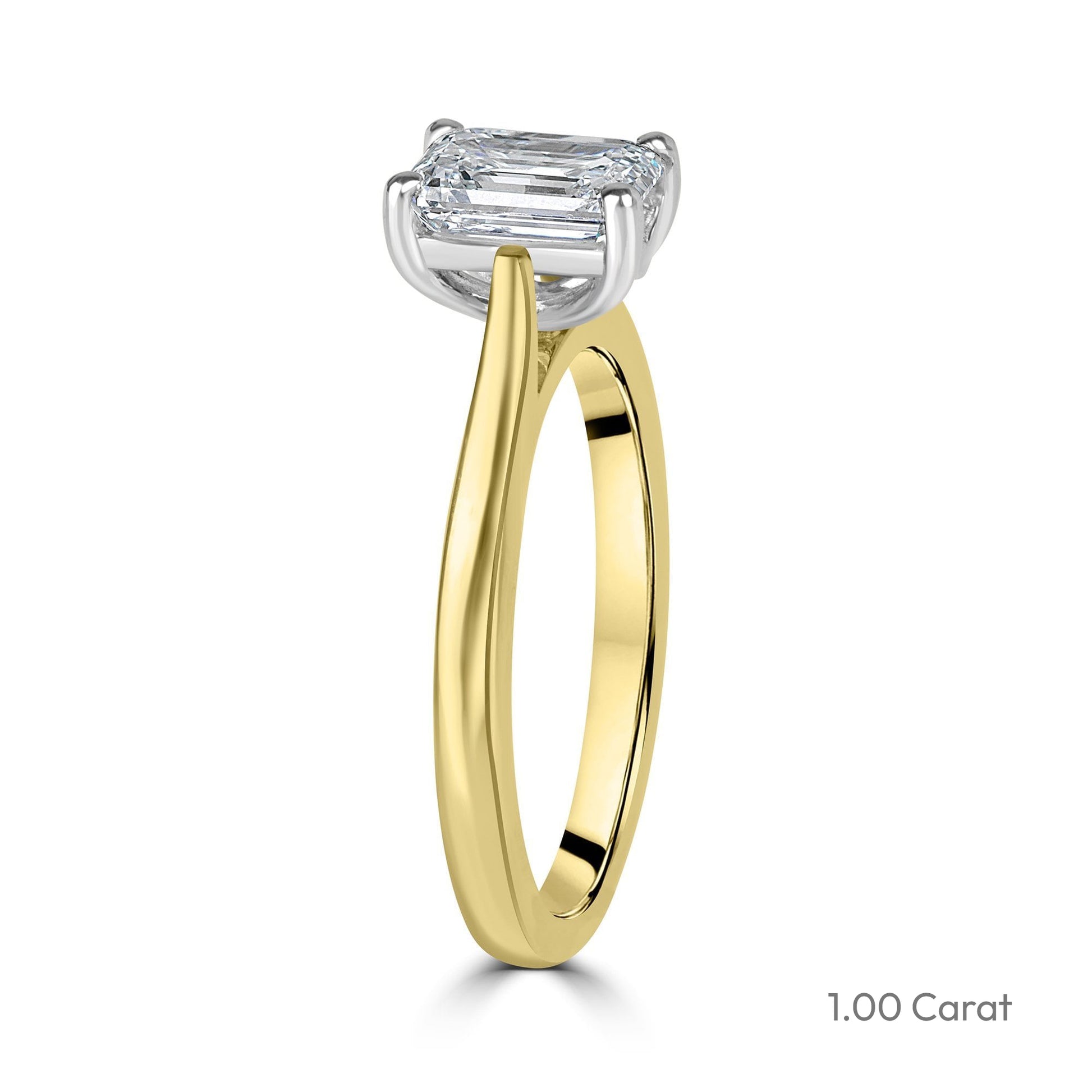 18ct Yellow Gold Emerald Cut Lab Grown Diamond Solitaire Engagement Ring