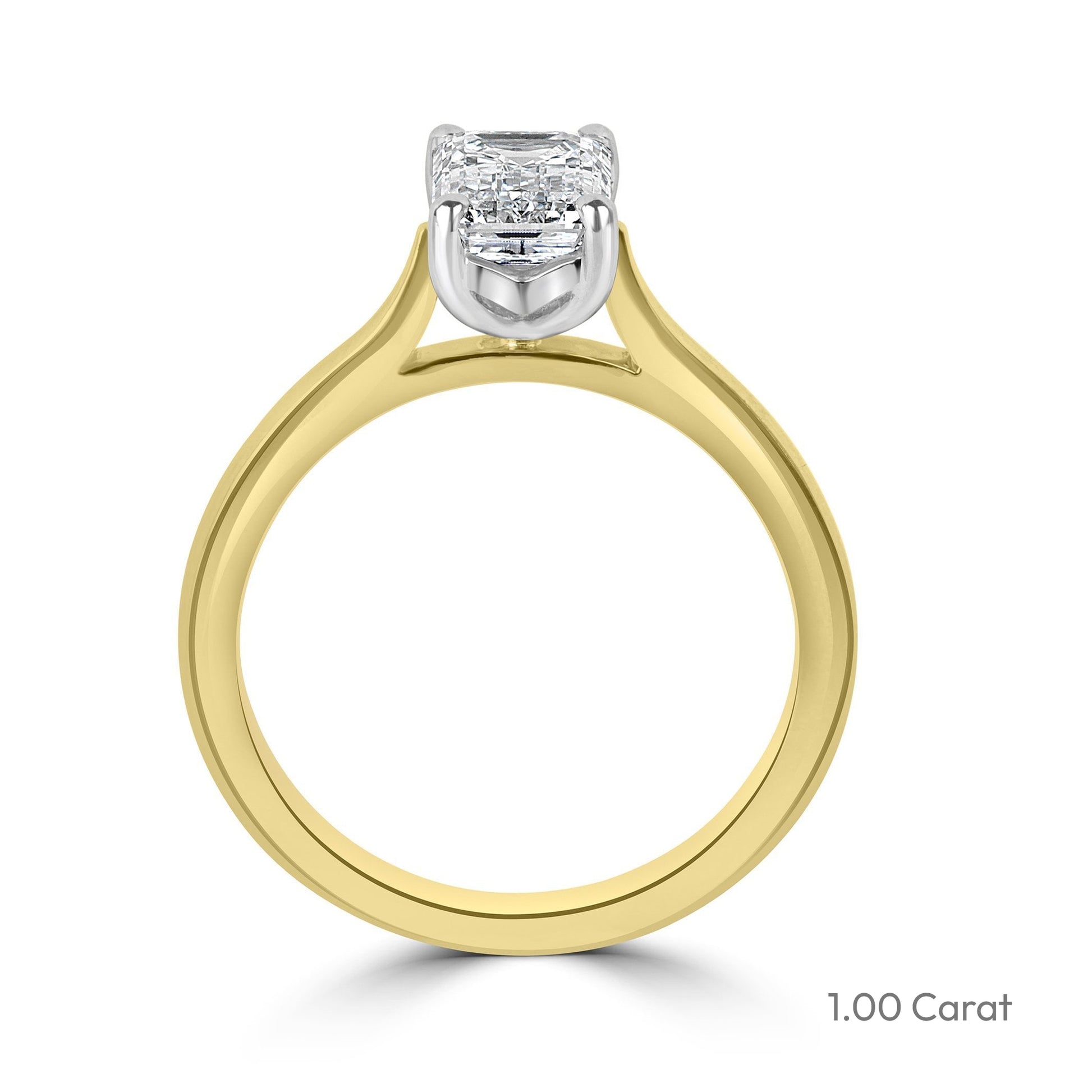 18ct Yellow Gold Emerald Cut Lab Grown Diamond Solitaire Engagement Ring