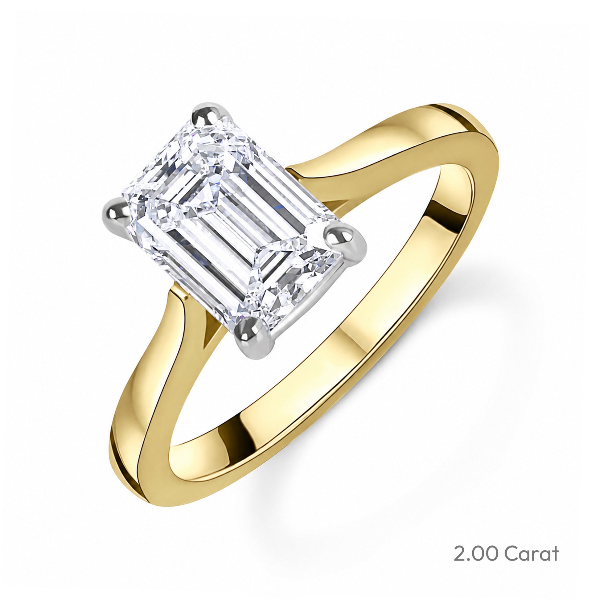 18ct Yellow Gold Emerald Cut Lab Grown Diamond Solitaire Engagement Ring