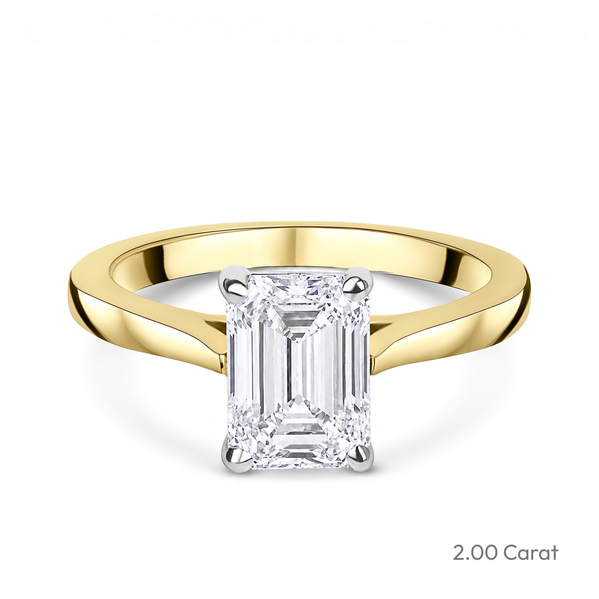 18ct Yellow Gold Emerald Cut Lab Grown Diamond Solitaire Engagement Ring