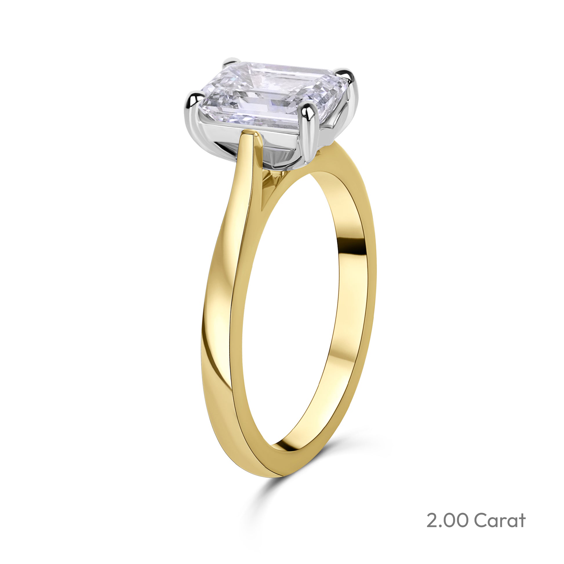 18ct Yellow Gold Emerald Cut Lab Grown Diamond Solitaire Engagement Ring