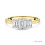 18ct Yellow Gold Emerald Cut Lab Grown Diamond Three Stone Engagement Ring