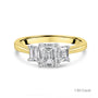 18ct Yellow Gold Emerald Cut Lab Grown Diamond Three Stone Engagement Ring