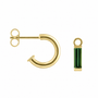18ct Yellow Gold Green Tourmaline Oblong Charms (For Huggie Hoops Sold Separately)