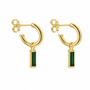 18ct Yellow Gold Green Tourmaline Oblong Charms (For Huggie Hoops Sold Separately)