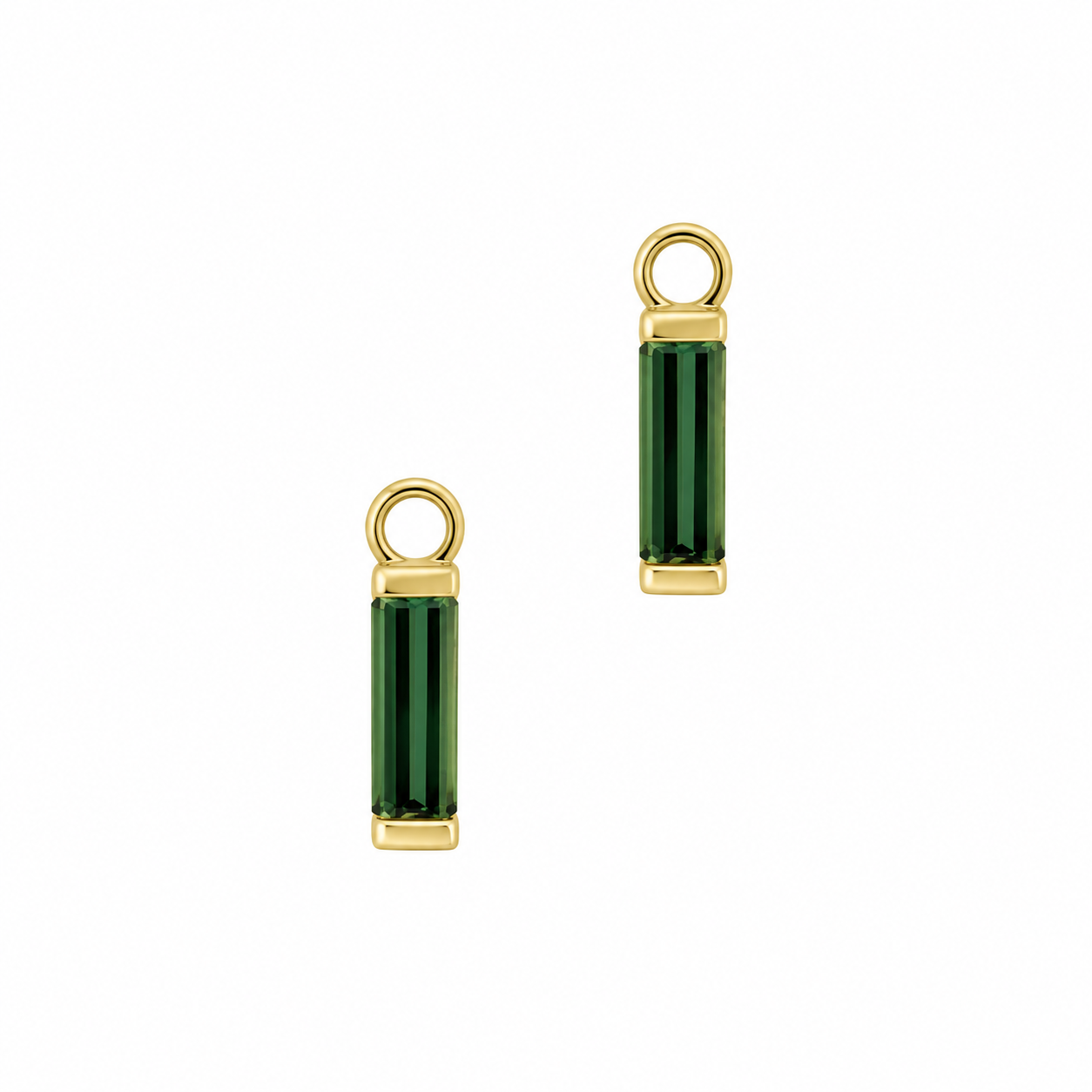 18ct Yellow Gold Green Tourmaline Oblong Charms (For Huggie Hoops Sold Separately)
