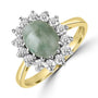 18ct Yellow Gold Oval Jade and Diamond Cluster Pre-Owned Ring