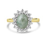 18ct Yellow Gold Oval Jade and Diamond Cluster Pre-Owned Ring