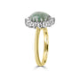 18ct Yellow Gold Oval Jade and Diamond Cluster Pre-Owned Ring