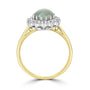 18ct Yellow Gold Oval Jade and Diamond Cluster Pre-Owned Ring