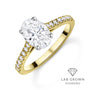18ct Yellow Gold Oval Lab Grown Diamond Engagement Ring With Diamond Set Shoulders