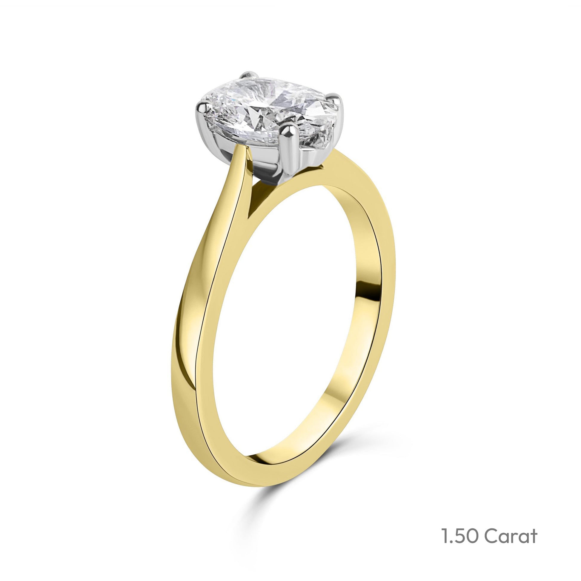 18ct Yellow Gold Oval Lab Grown Diamond Four Claw Solitaire Engagement Ring