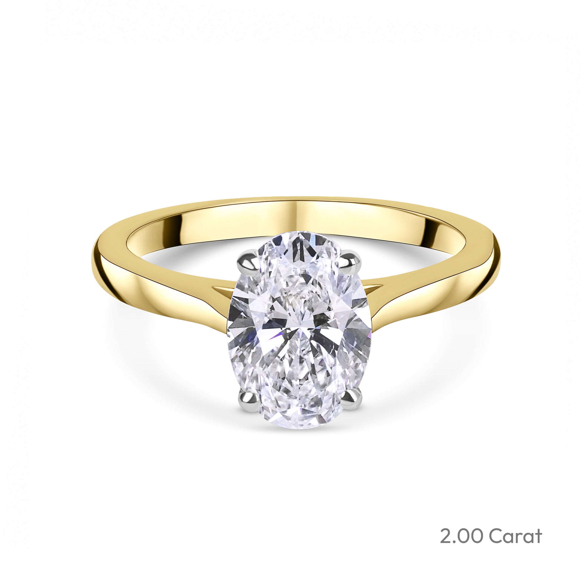 18ct Yellow Gold Oval Lab Grown Diamond Four Claw Solitaire Engagement Ring