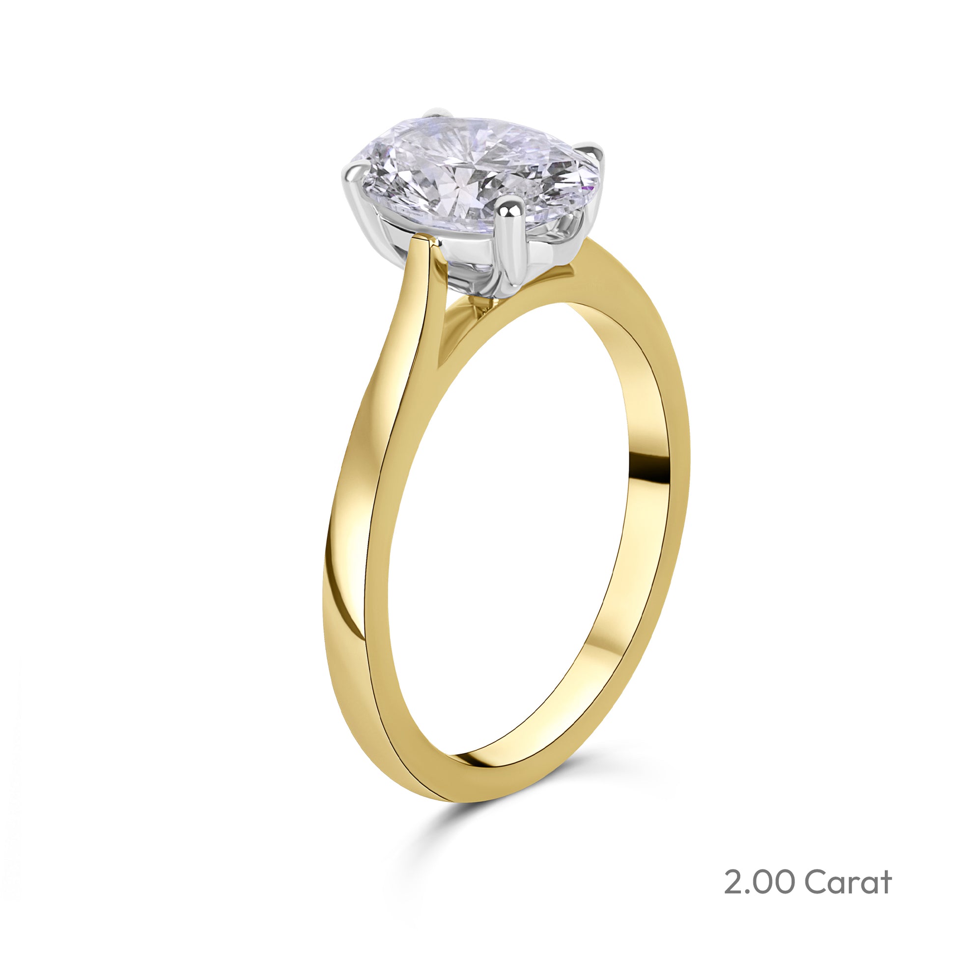 18ct Yellow Gold Oval Lab Grown Diamond Four Claw Solitaire Engagement Ring
