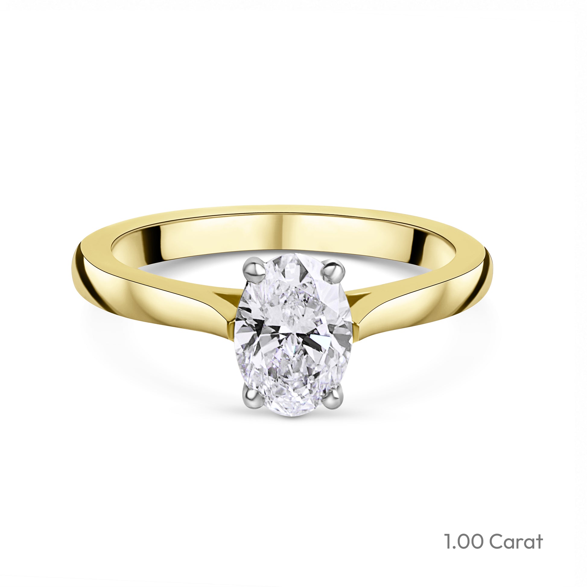 18ct Yellow Gold Oval Lab Grown Diamond Four Claw Solitaire Engagement Ring