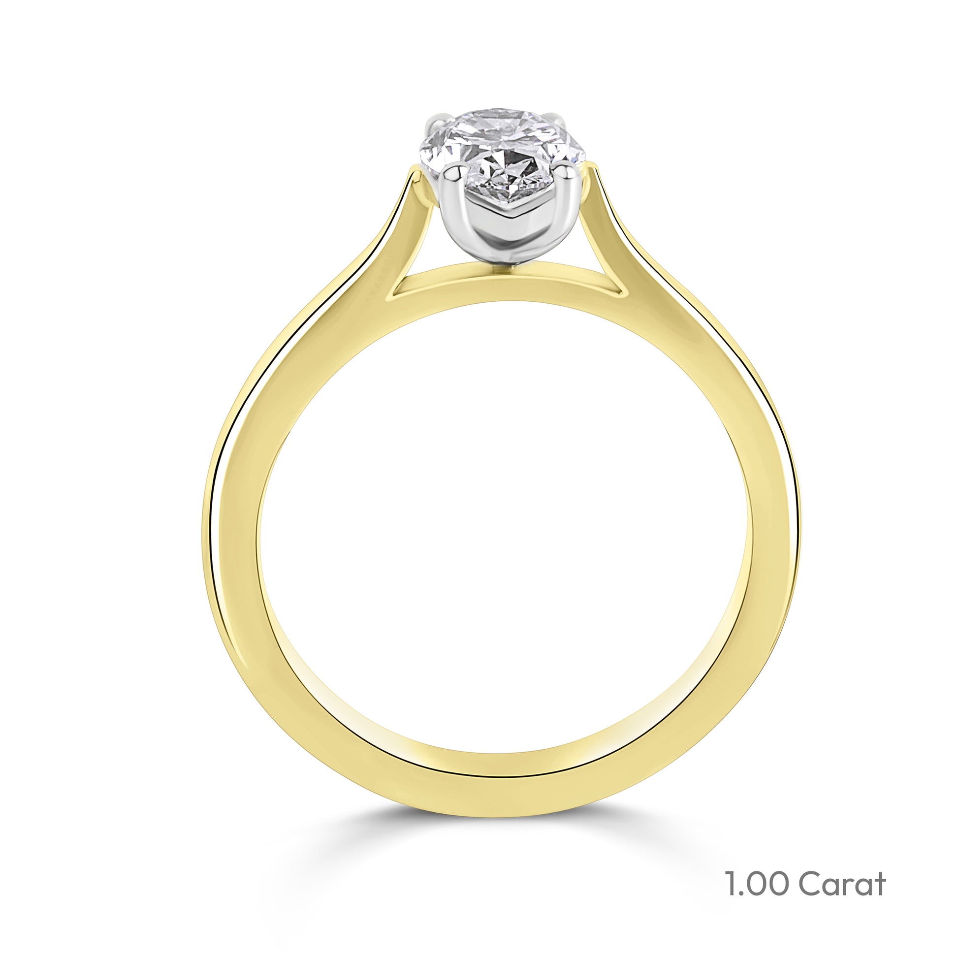 18ct Yellow Gold Oval Lab Grown Diamond Four Claw Solitaire Engagement Ring