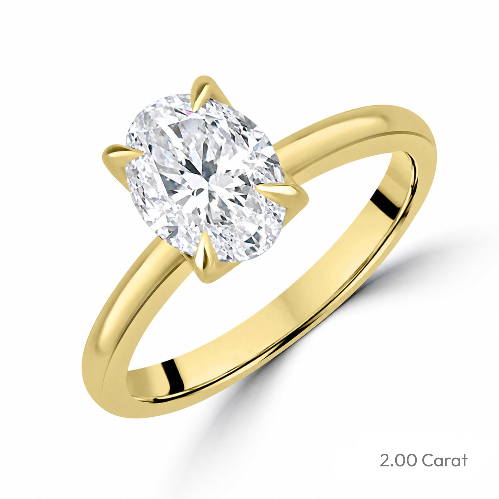 18ct Yellow Gold Oval Lab Grown Diamond Talon Claw Solitaire Engagement Ring