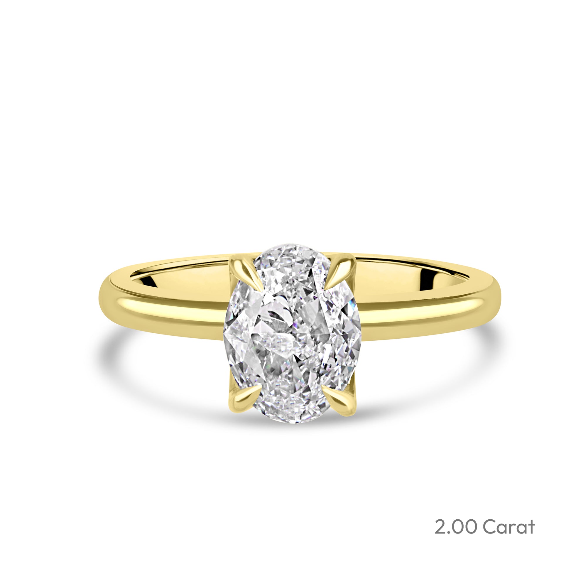 18ct Yellow Gold Oval Lab Grown Diamond Talon Claw Solitaire Engagement Ring