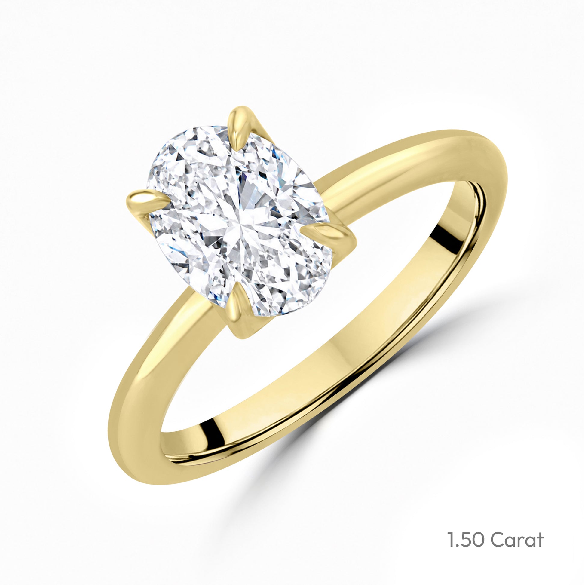 18ct Yellow Gold Oval Lab Grown Diamond Talon Claw Solitaire Engagement Ring