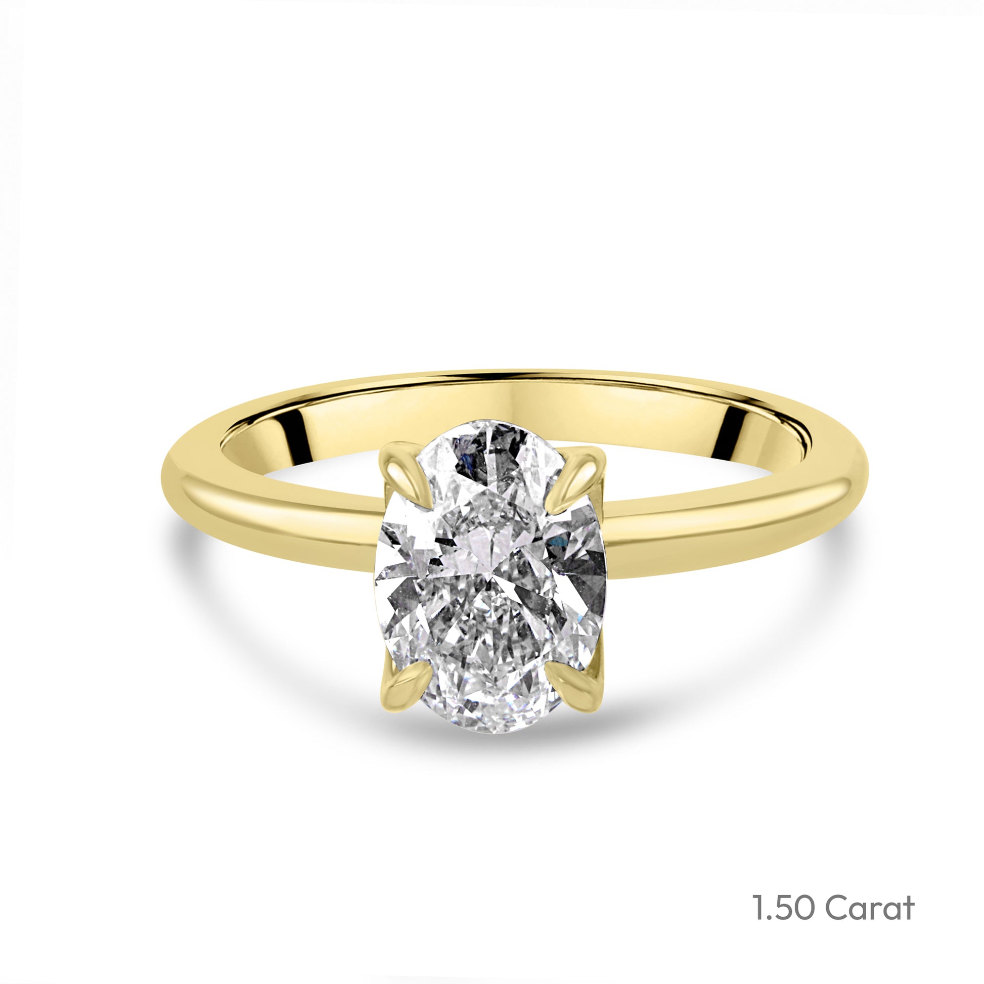 18ct Yellow Gold Oval Lab Grown Diamond Talon Claw Solitaire Engagement Ring