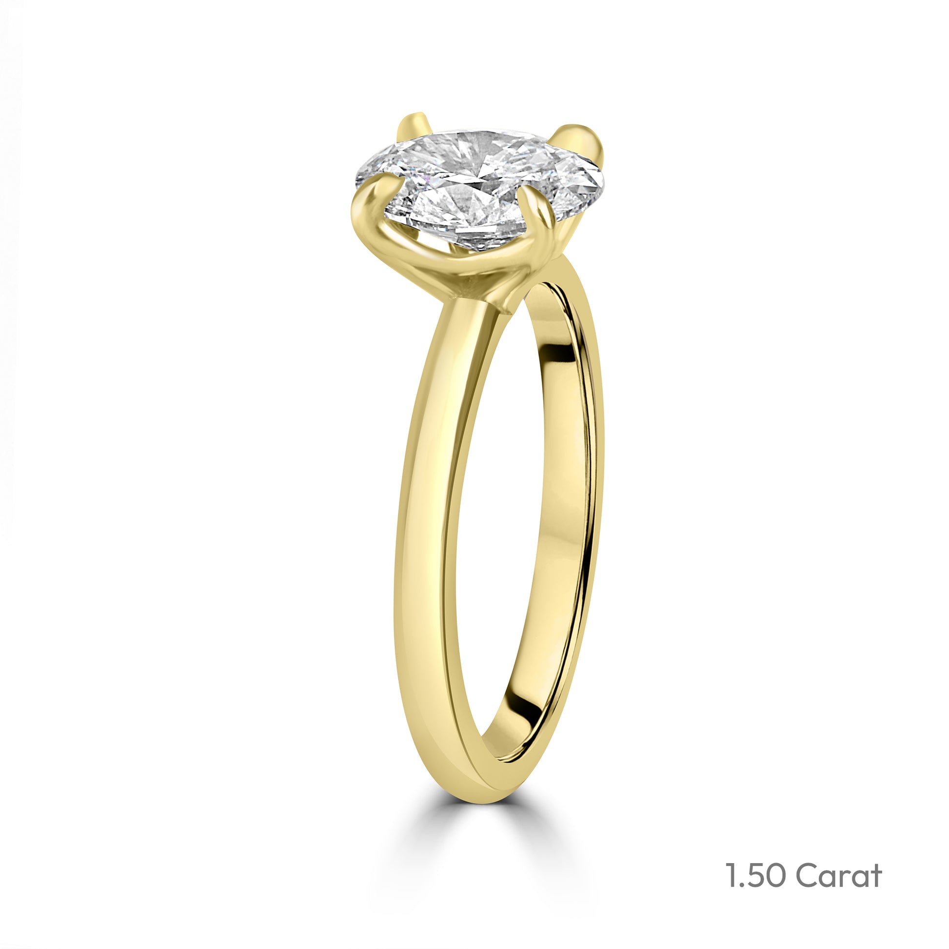 18ct Yellow Gold Oval Lab Grown Diamond Talon Claw Solitaire Engagement Ring