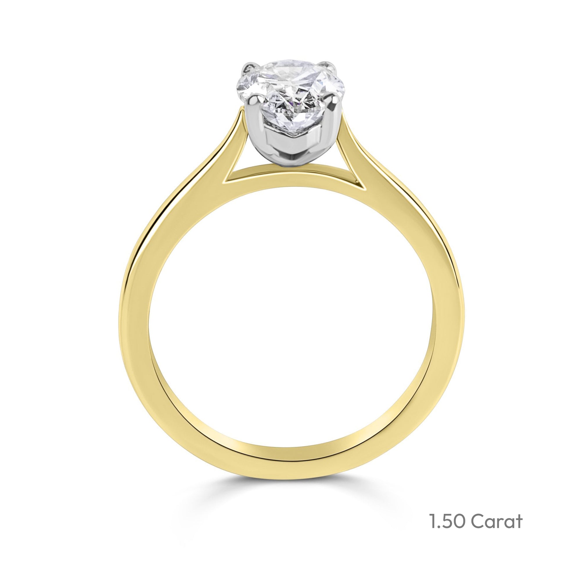 18ct Yellow Gold Oval Natural Diamond Four Claw Solitaire Engagement Ring