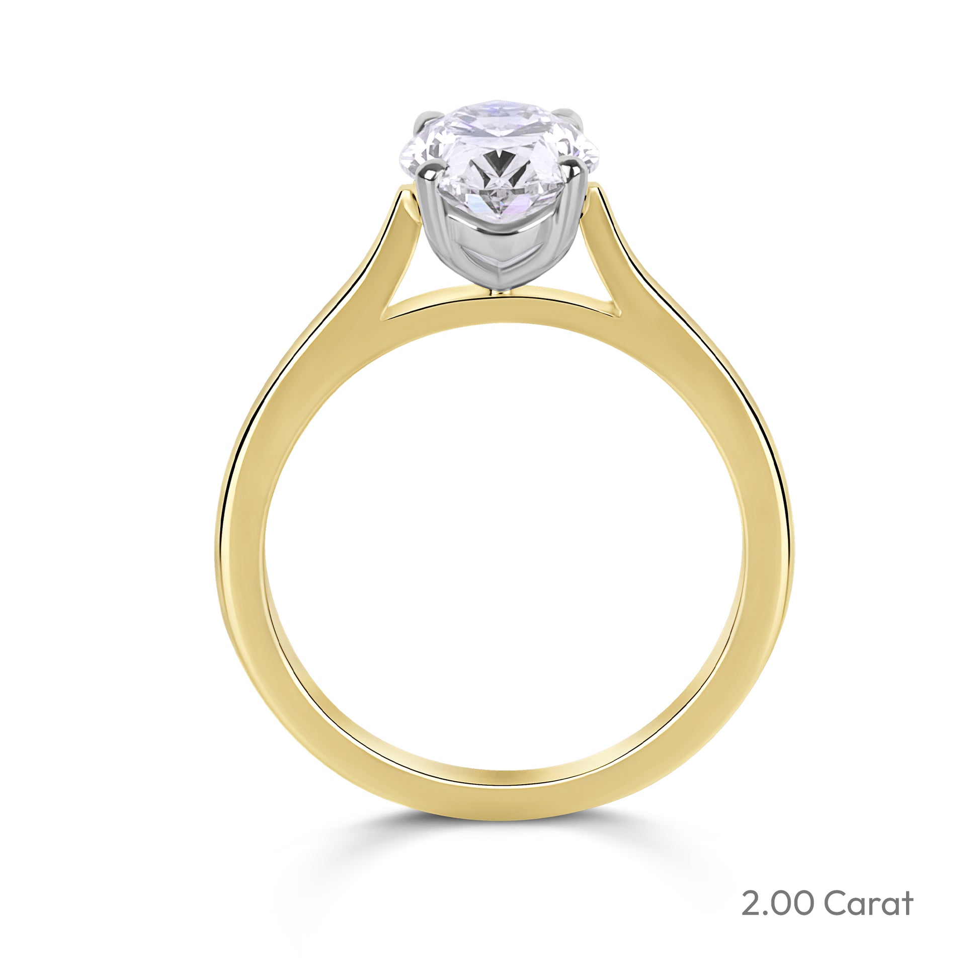 18ct Yellow Gold Oval Natural Diamond Four Claw Solitaire Engagement Ring