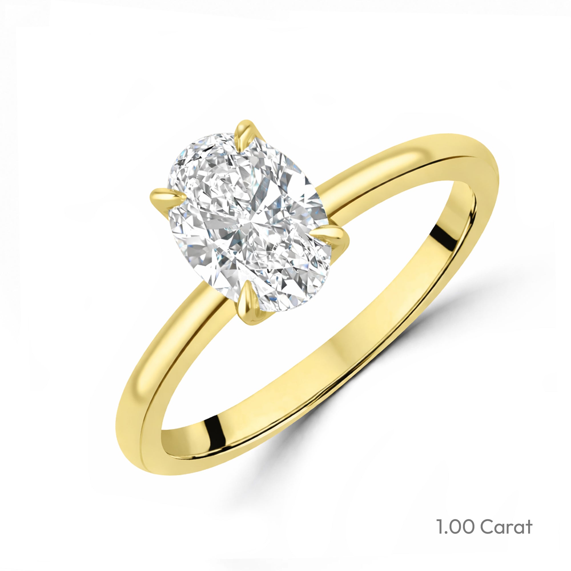 18ct Yellow Gold Oval Natural Diamond Talon Claw Solitaire Engagement Ring