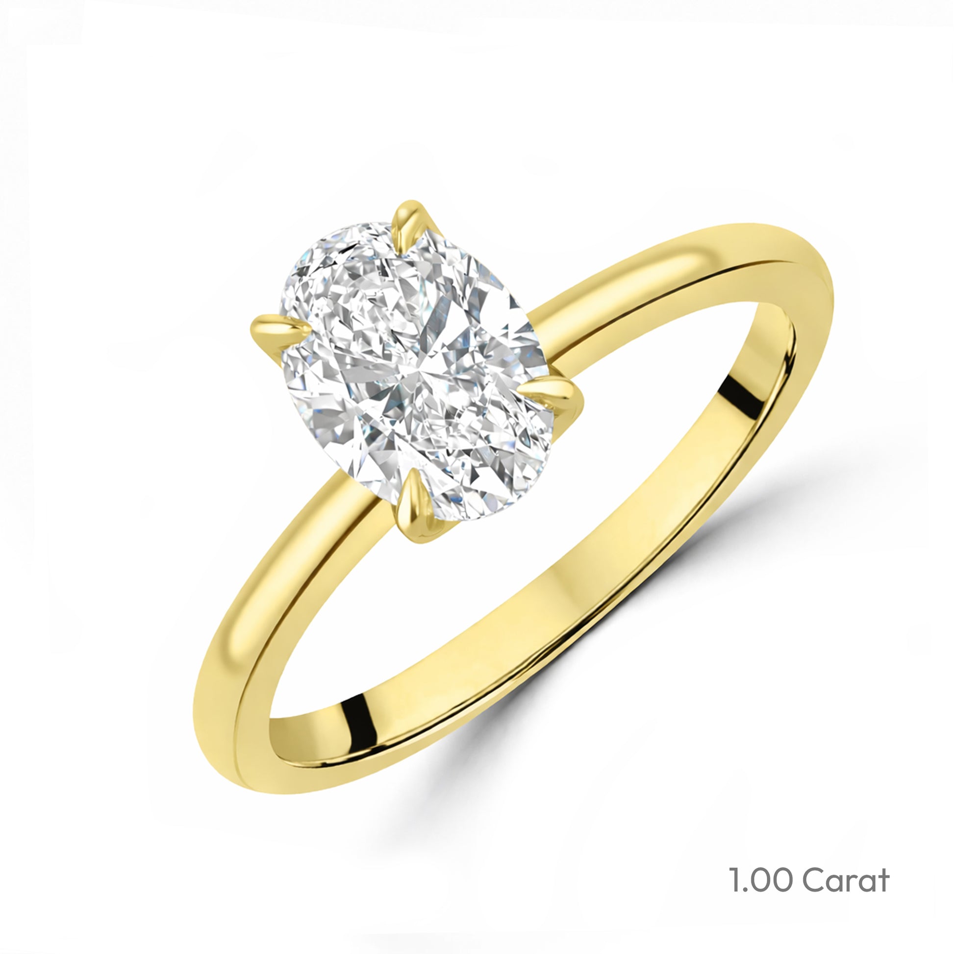 18ct Yellow Gold Oval Natural Diamond Talon Claw Solitaire Engagement Ring