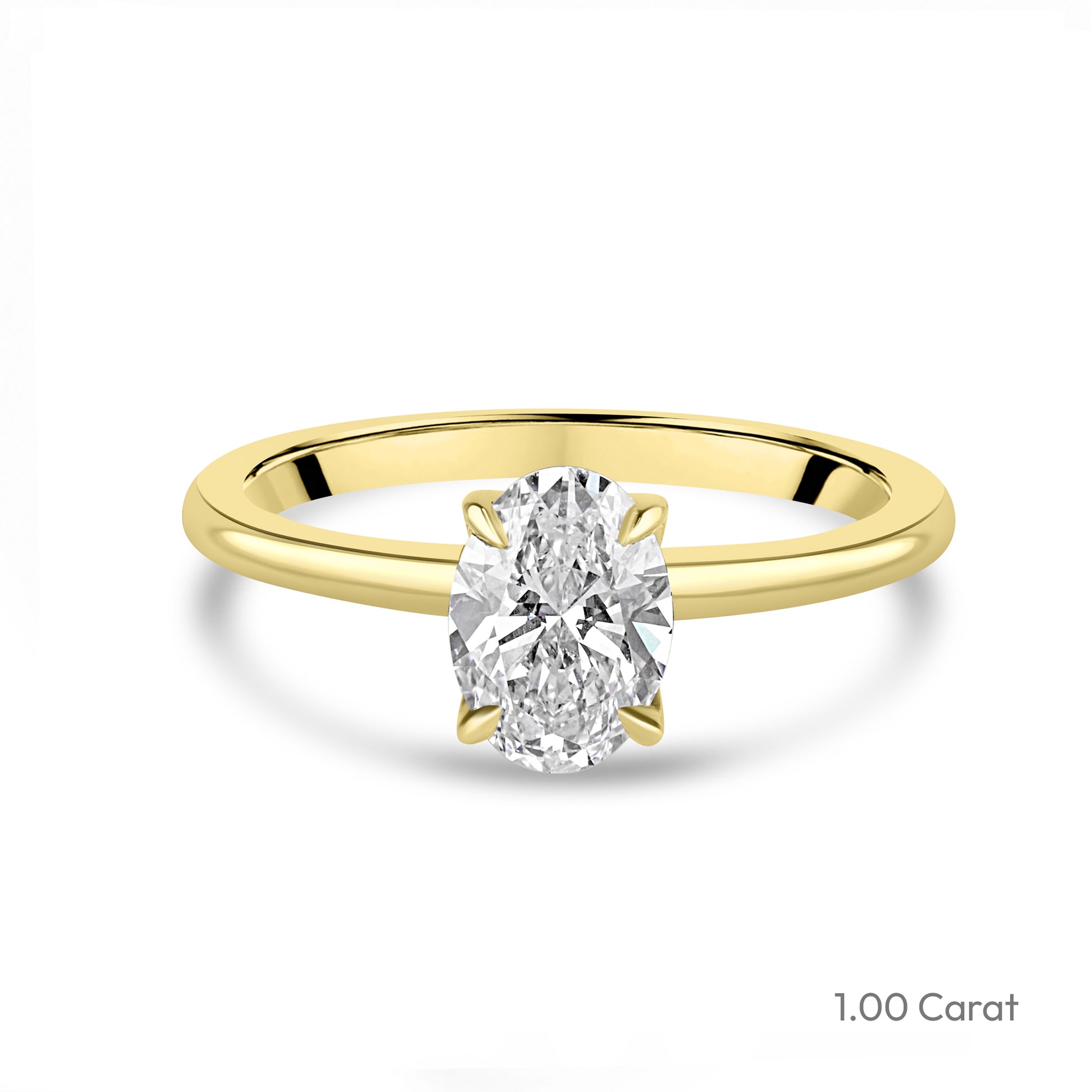 18ct Yellow Gold Oval Natural Diamond Talon Claw Solitaire Engagement Ring
