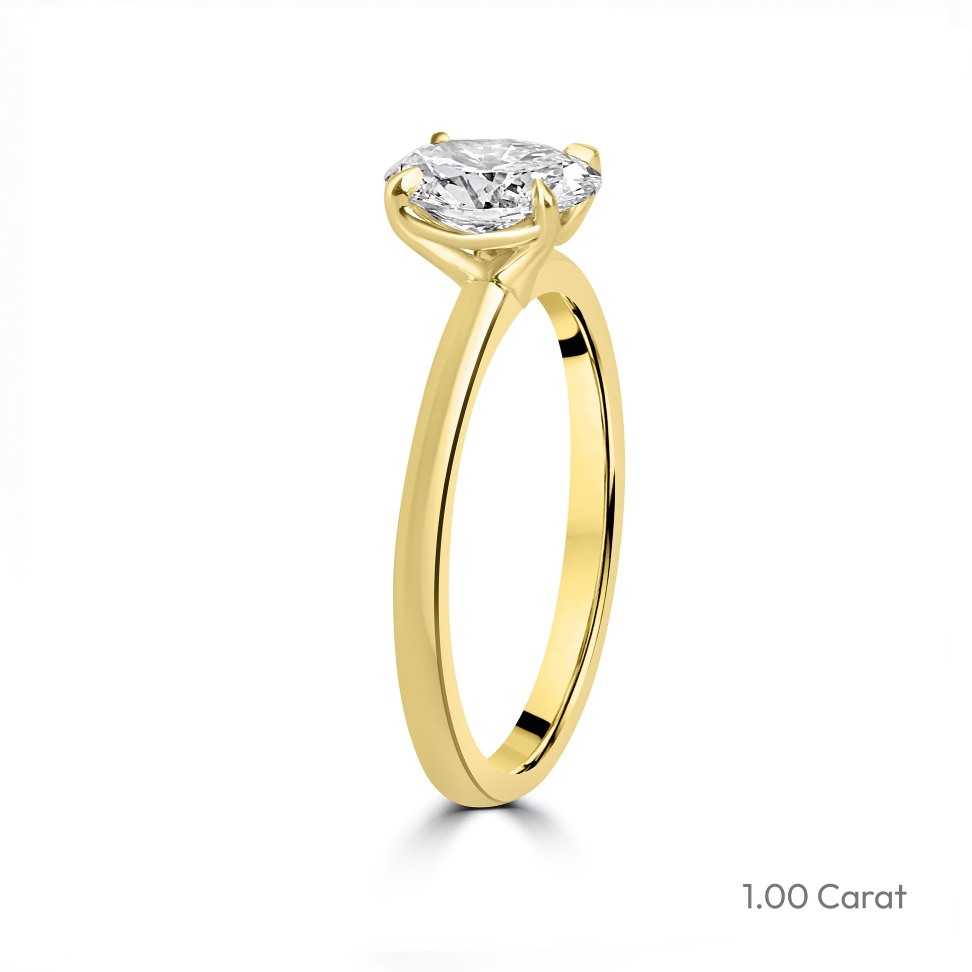 18ct Yellow Gold Oval Natural Diamond Talon Claw Solitaire Engagement Ring