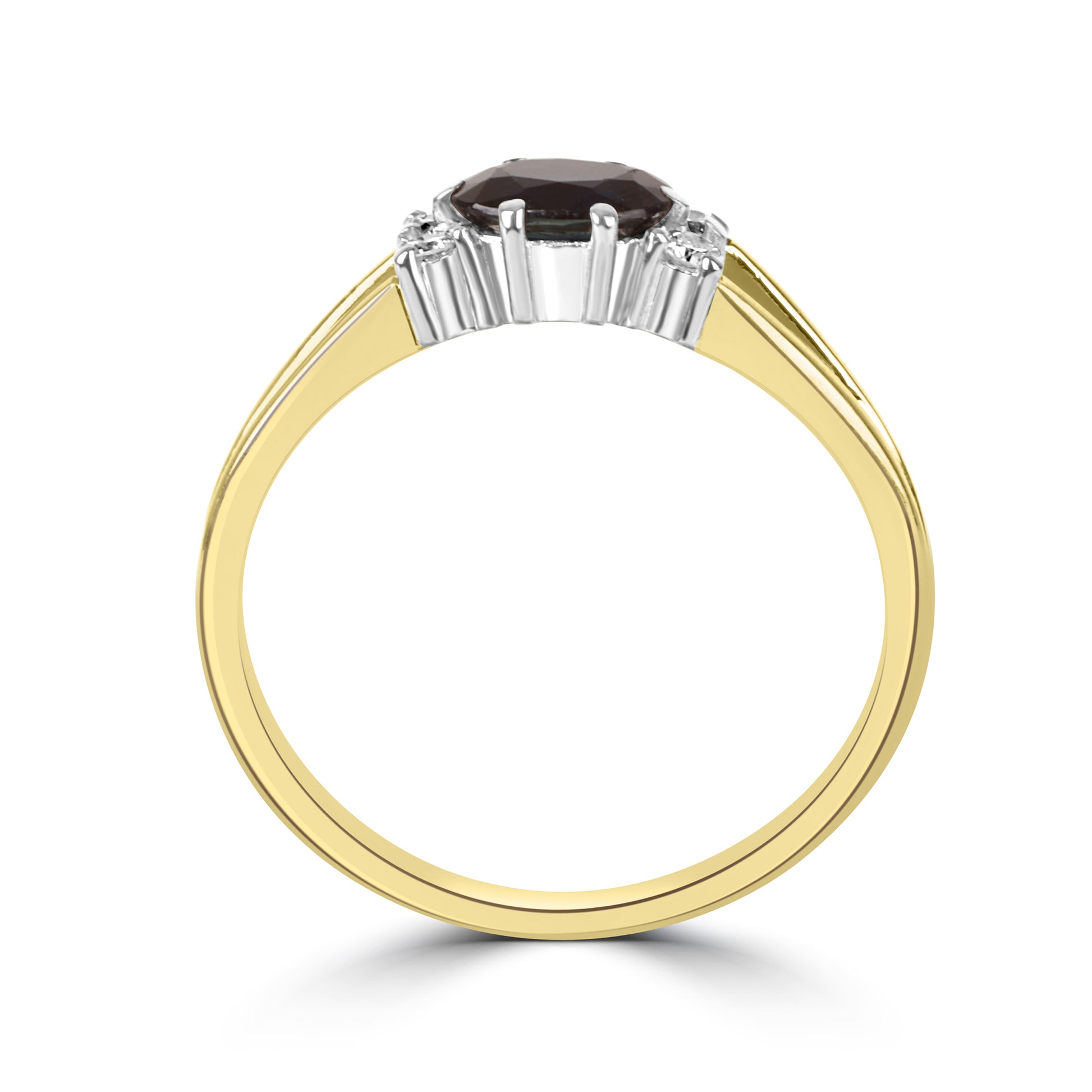18ct Yellow Gold Oval Sapphire and White Stone Pre-Owned Ring