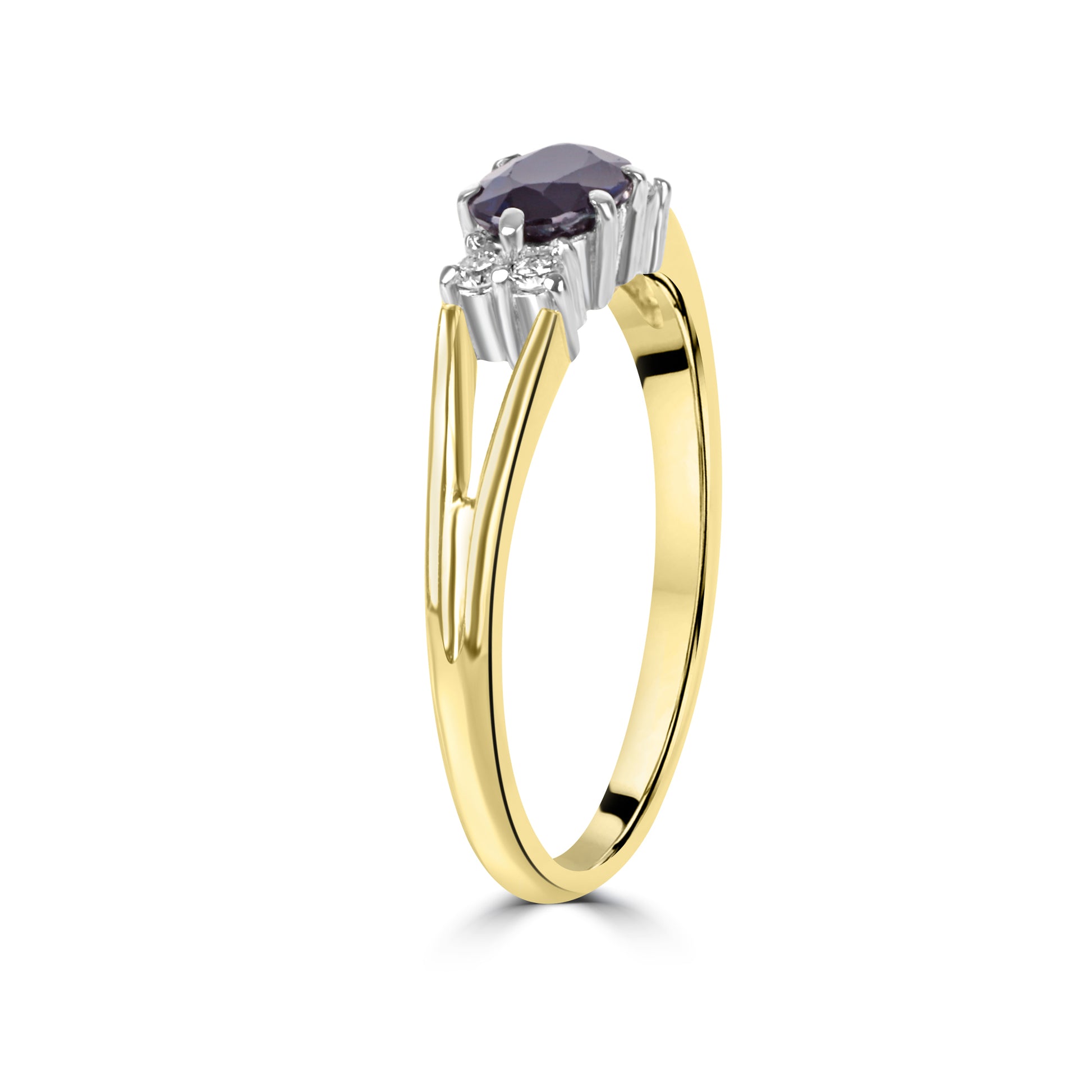 18ct Yellow Gold Oval Sapphire and White Stone Pre-Owned Ring