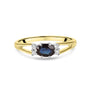 18ct Yellow Gold Oval Sapphire and White Stone Pre-Owned Ring