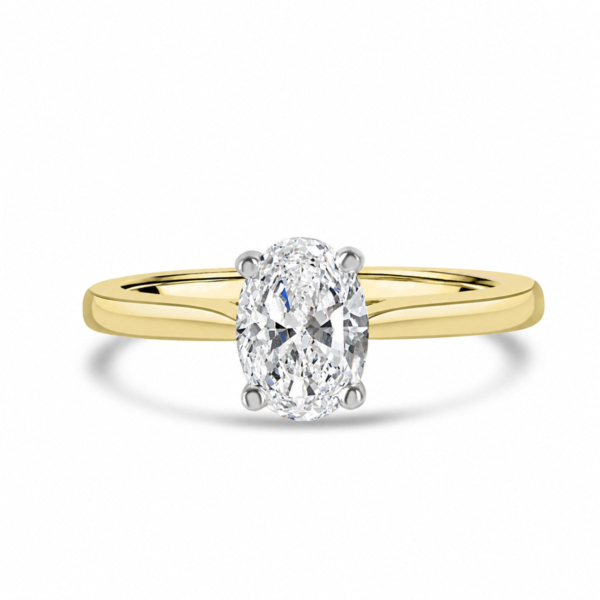 18ct Yellow Gold & Platinum 1.02ct Oval Diamond Solitaire Ring