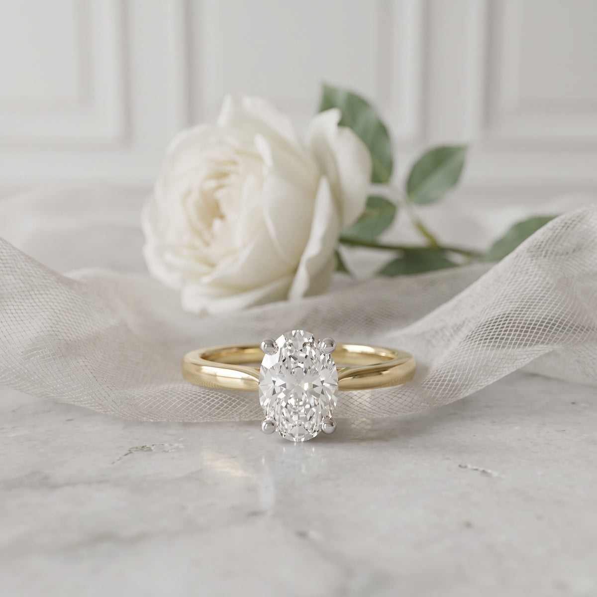 18ct Yellow Gold & Platinum 1.02ct Oval Diamond Solitaire Ring