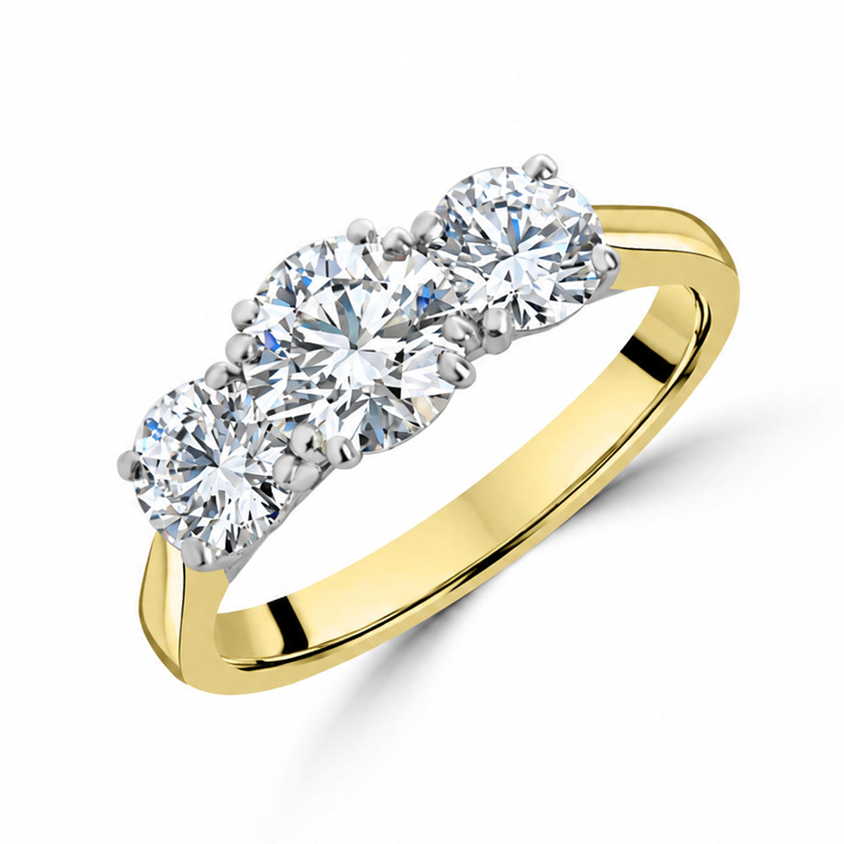 18ct Yellow Gold & Platinum 2.00ct Lab Grown Diamond Three Stone Engagement Ring