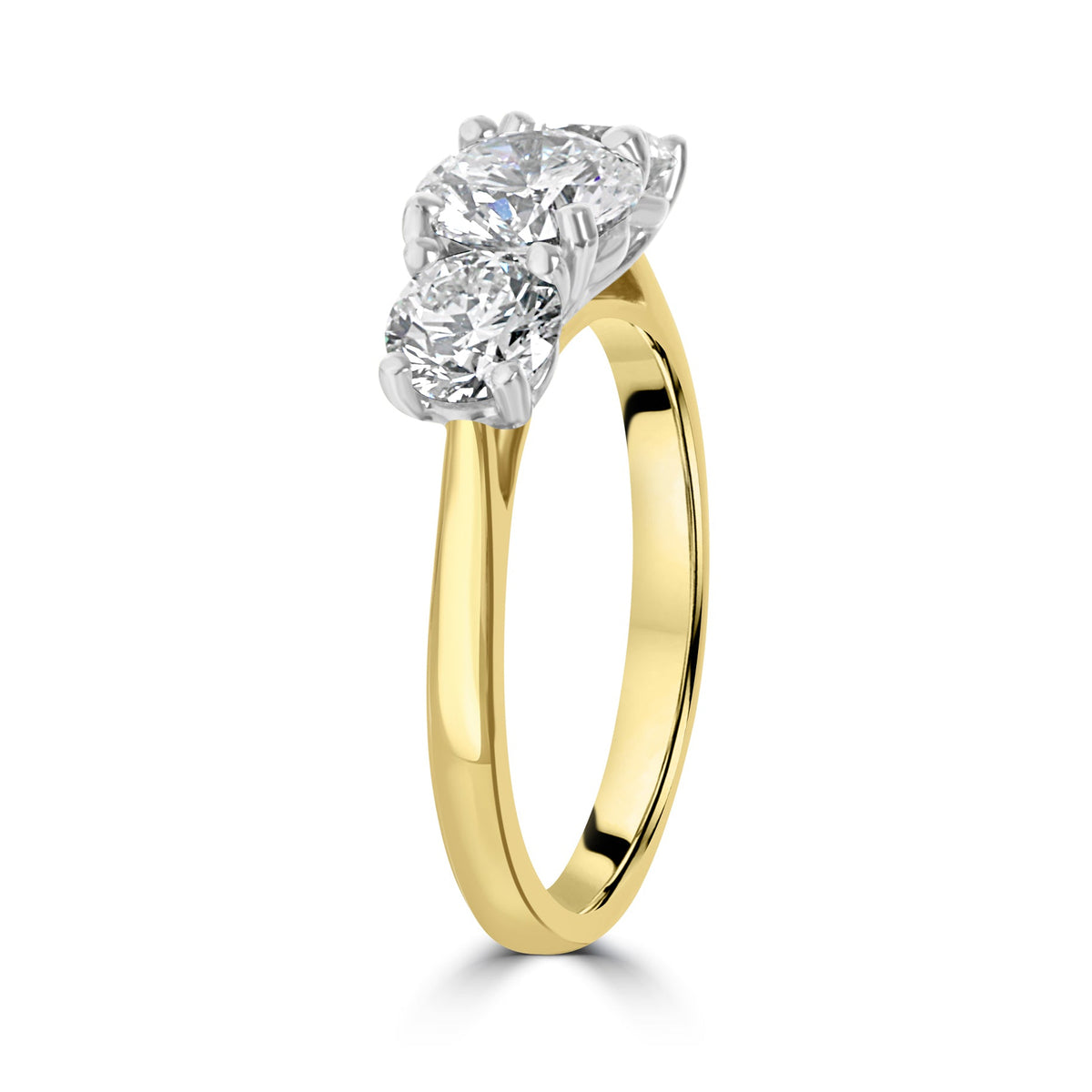 18ct Yellow Gold & Platinum 2.02ct Diamond Three Stone Ring
